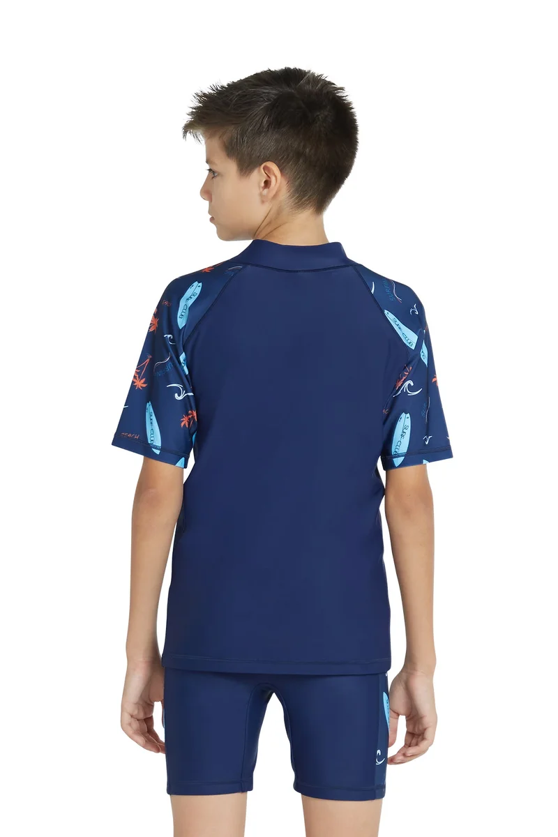 كويجا صن وير COEGA  Boys Kids Two-piece Swimsuit - Navy Peach Palms